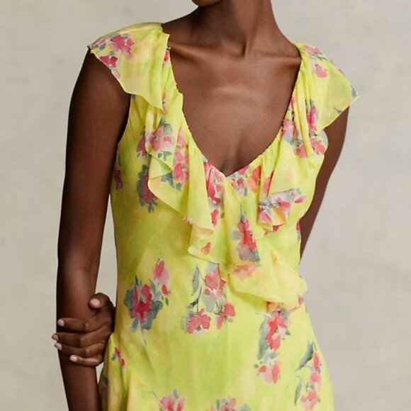 Ruffled Floral Georgette Maxidress - Picture 2 of 6